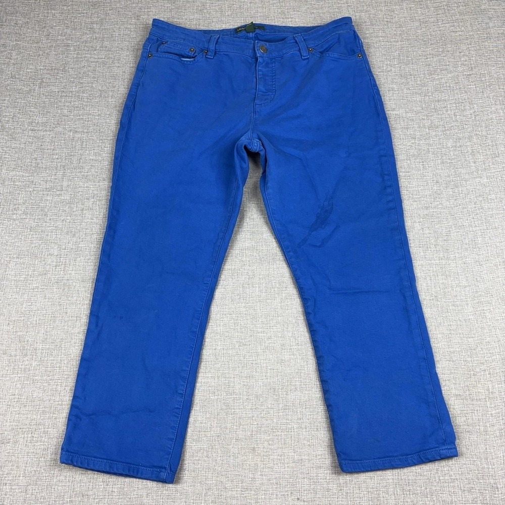 Lauren Jeans Ralph Lauren Jeans Womens 14P Blue Medium Straight Stretch Denim